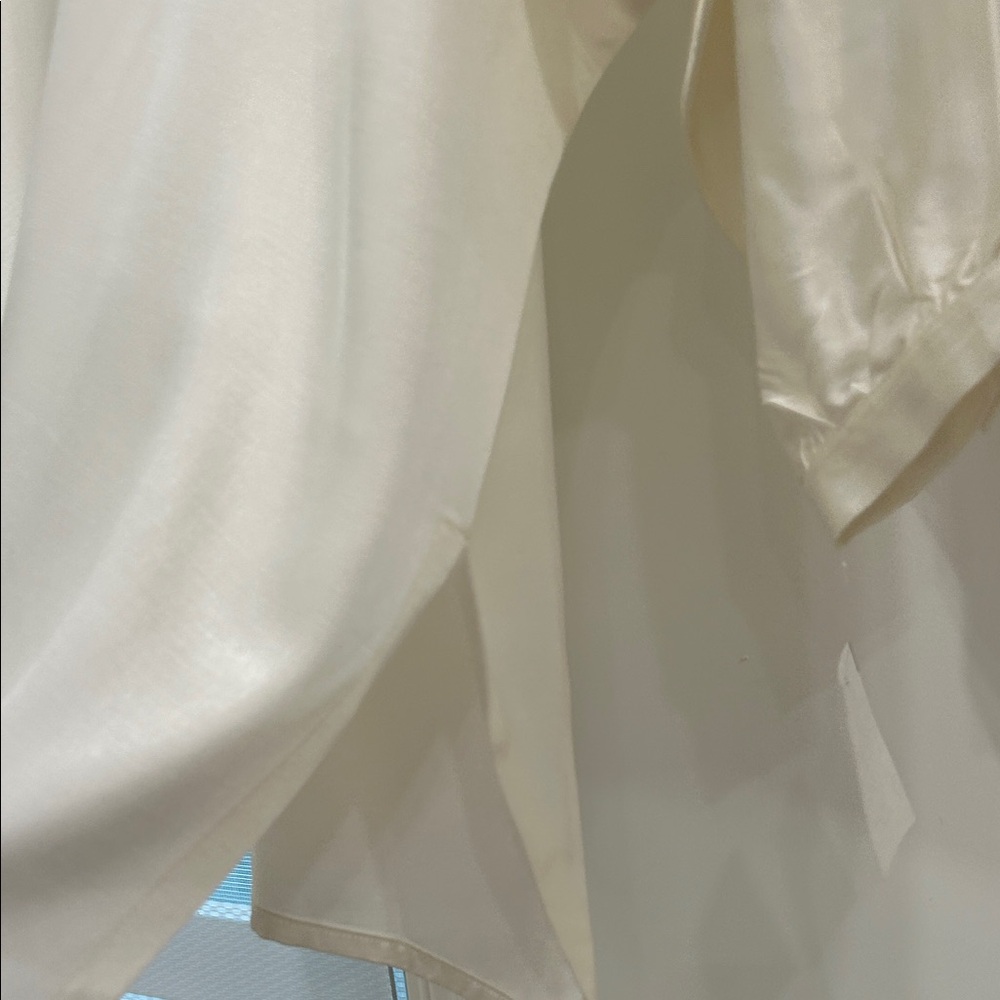 Equipment Cream Satin Button-Front Blouse Made in France - Picture 3 of 9